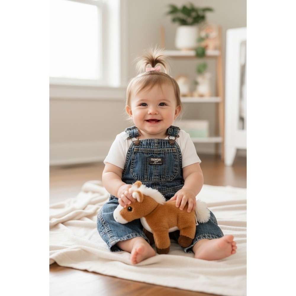 Osh‎ Kosh B'gosh Bibs Overall Denim Red Flannel Lined Size 6 Months 6M Boy Girl